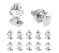 Rrina 12 juegos de tornillos de acero inoxidable M8x25 304 con cabeza de martillo con ranura en T, perno deslizante, tuerca de brida para perfil de aluminio estándar europeo serie 40