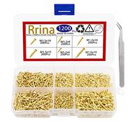 Rrina 1200 Uds pequeños clavos de acero al carbono chapado en latón para madera DIY micro mini clavos M1.2/1.5 surtido kit 6 tamaños