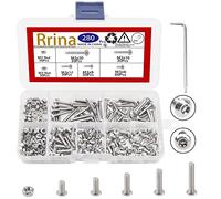 Rrina 304 Tornillos de seguridad Torx de cabeza de botón de acero inoxidable Juego de surtido de tornillos resistentes a manipulaciones, tuercas de perno con llave (M3)
