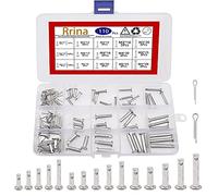 Rrina Juego de 110 pasadores de horquilla de cabeza plana de acero inoxidable 304 pines Cotter Pin Clip Key Surtido de bisagras de enlace en forma de T M3 M4 M5 varios tamaños