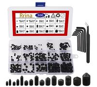 Rrina Juego de 300 tornillos de punto de copa de impulsión hexagonal, kit surtido de tornillos de acero de aleación de clase 12,9 tornillos métricos, 15 tamaños M2.5/3/4/5/6/8 para grifo de luz