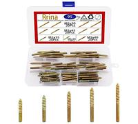 Rrina Juego de 95 pernos de suspensión M5 tornillos de clavija de doble extremo autorroscante roscado surtido para patas de muebles de madera