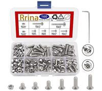 Rrina Juego de tornillos de seguridad Torx de cabeza de botón de acero inoxidable 304 Juego de surtido de tornillos resistentes a manipulaciones, tuercas de perno con llave (M5)