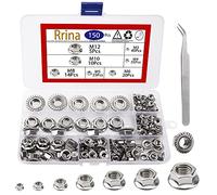 Rrina Juego de tuercas de brida hexagonal de acero inoxidable 304 M3 M4 M5 M6 M8 M10 M12