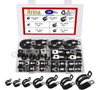 Rrina Juego surtido de 60 abrazaderas de cable de acero inoxidable 304, abrazaderas de tubo de goma con cojín de metal, 7 tamaños de 1/4 pulgadas, 5/16 pulgadas, 3/8 pulgadas, 1/2 pulgadas, 5/8