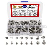 Rrina Juego surtido de tornillos de bloque de terminales M3 M3.5 M4 M5 con arandelas cuadradas, acero al carbono chapado en níquel, plateado