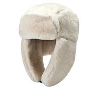 RRiody - Sombrero de trampero para mujer, diseño de gorras rusas de invierno con orejas, gorra bomber gruesa para esquí y caza, blanco/jardín opulento, 56/59 cm