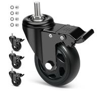RRIUTO Ruedas para Muebles con Perno M12x1,75x30mm, 100MM Ruedas Giratorias con Freno, Ruedas Pivotantes 360 Grado que No Dejan Marcas, 4 Ruedas Transporte de Doble Rodamiento Capacidad 500KG