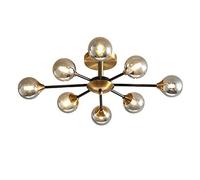 RRJJ Lámpara de Techo empotrada para Colgar en el Dormitorio, candelabro Sputnik Dorado Moderno G9, latón Cepillado de Mediados de Siglo Durante la luz, Gris Ahumado, 8 Cabezales