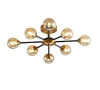 RRJJ Lámpara de Techo empotrada para Colgar en el Dormitorio, candelabro Sputnik Dorado Moderno G9, latón Cepillado de Mediados de Siglo, luz de coñac de 8 Cabezas