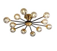 RRJJ Lámpara de Techo empotrada para Colgar en el Dormitorio, candelabro Sputnik Dorado Moderno G9, latón Cepillado de Mediados de Siglo Durante la luz, Gris Ahumado, 12 Cabezales