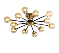RRJJ Lámpara de Techo empotrada para Colgar en el Dormitorio, candelabro Sputnik Dorado Moderno G9, latón Cepillado de Mediados de Siglo, luz de coñac de 12 Cabezas