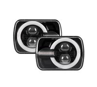RRKBDQEL Car Faros 2 Faros Delanteros LED 7X6 5X7 Para Jeep Para Wrangler YJ Para Cherokee XJ H6014 H6052 H6054 H4 Accesorios Para Faros Delanteros Coche Lámpara LED Faro Principale Fari(A)