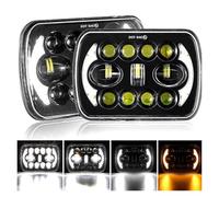 RRKBDQEL Car Faros Para Jeep Para Wrangler YJ Para Cherokee XJ Para Comanche MJ Faro LED Cuadrado 5 X 7 Pulgadas Y 7 X 6 Pulgadas Con Señal Giro Luz Carretera Haz Alto/bajo Faro Principale Fari(007)