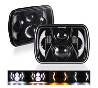 RRKBDQEL Car Faros Para Jeep Para Wrangler YJ Para Cherokee XJ Para Comanche MJ Faro LED Cuadrado 5 X 7 Pulgadas Y 7 X 6 Pulgadas Con Señal Giro Luz Carretera Haz Alto/bajo Faro Principale Fari(008)