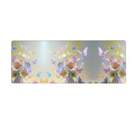 RRKDOY Alfombrilla de ratón para juegos con diseño de flores y mariposas de fantasía, tamaño XXL, alfombrilla de mouse larga y extendida, alfombrilla de escritorio de goma antideslizante, bordes