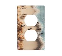RRKDOY Ants on the Beach Picture Panel de pared de doble enchufe para el hogar, cubierta de alimentación duradera para enchufes e interruptores decorativos