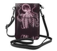 RRKDOY Bolso cruzado con imagen de pulpo en una calavera, bolsa para teléfono móvil, cartera pequeña para mujer, un regalo práctico adecuado para salir, hacer ejercicio y ir de compras