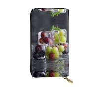 RRKDOY Grapes in Ice Picture - Cartera larga de piel para mujer, de gran capacidad, con cremallera