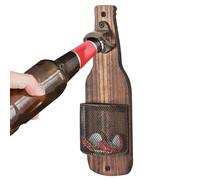 Rrlihjgu Abrebotellas de pared | Abrelatas y botellas de cerveza montado en la pared - Decoración vintage con tapa de corona - Utensilios de cocina de madera para mujeres, hombres y armarios de cocina