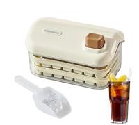 Rrlihjgu Bahías de hielo para congelador, molde de hielo - Bandeja de molde de hielo de doble capa con recipiente y pala | Gran capacidad de bebida, tequila, whisky y cócteles