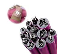 Rrlihjgu Conjunto de 15 piezas de tampones de estilo para verter uñas, tampones para verter uñas, arte reutilizable, Outil De Bricolage Avec Motif De Fleurs, Outils De Poched De Précision Pour