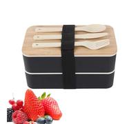 Rrlihjgu Contenedor de almuerzo para adultos - Contenedores apilables de comida de doble capa con cierre hermético | Contenedores de alimentos con tapa | Para escuela, trabajo, viajes, picnic, camping