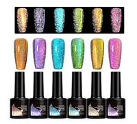 Rrlihjgu Esmalte De Uñas Gel Magnético,Juego De Esmaltes Con Brillo Iridiscente - Portátil Colores Para Uñas Con Brillo 6 Piezas Para Amantes De La Belleza Salón Chicas De Fiesta Viaje Bodas Damas