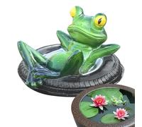 Rrlihjgu Estatuas De Ranas para Exterior Jardín,Decoración Flotante para Agua - Adorno de Jardín con Rana Recostada sobre Llanta para Exterior Terraza Piscina Balcón Hogar Patio