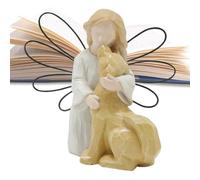 Rrlihjgu Figura de ángel de Perro pequeño, Estatua de ángel sosteniendo Perro,Estatua de niña de Resina con Cachorro - Figuras conmemorativas de Perros Ángel de la Amistad PuppyMemorials Estatua