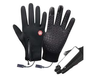 Rrlihjgu Guantes calefactados, Guantes térmicos eléctricos Delgados para Hombres y Mujeres, Guantes de esquí con calefacción con batería eléctrica, 3 calentamientos, Guantes de calefacción