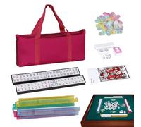 Rrlihjgu Juego De Mahjong Completo,Juego Completo con 166 Fichas - Set Portátil para Adultos, Principiantes, Mujeres y Personas Mayores