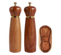 Rrlihjgu Juego de molinillos de sal y pimienta, juego de molinillos de sal y pimienta, molinillo de pimienta ajustable con bandeja de pie, molinillo de pimienta, molinillo de chile y sal de botella