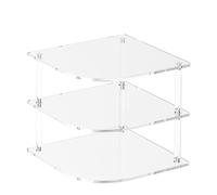 Rrlihjgu Organizador de platos para armario - Porta cuencos de acrílico transparente | Estantería angular con 3 estantes para cocina, dormitorio, armario, cajonera, baño, mostrador y mesa