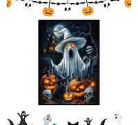 Rrlihjgu Pumpkin Ghost Desfile Puzzle Jigsaw Puzzle,28x25cm en Tema Gótico con Diseño Fantasma,Puzzles para Un Juego Gótico De Vacaciones Difícil Para Los Hombres De Fiesta De Familia