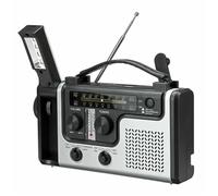 Rrlihjgu Radio De Manivela De Energía Solar,24,1*13,7 Cm 1200mAh Cargador USB, Am FM Radios A Pilas 5 En 1,Am/FM Con Lámpara Lectura, Linterna, SOS Portátil Supervivencia Para Viajes, Camping, Senderi