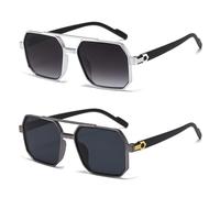 RRNTTTM 2 gafas de sol de piloto de metal modernas para mujer, gafas de sol de lujo de doble haz para hombre, gafas de sol para conducir al aire libre, gafas de sol UV400, 2 piezas z04