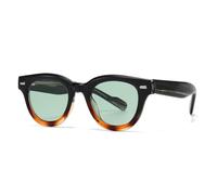 RRNTTTM Gafas de sol clásicas polarizadas redondas para hombre con incrustaciones de acrílico en las patillas, gafas de sol de lujo para mujer, ideales para la playa (negro leopardo verde)