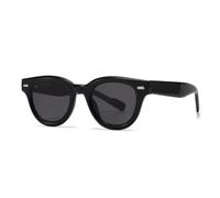 RRNTTTM Gafas de sol clásicas polarizadas redondas para hombre con incrustaciones de acrílico en las patillas, gafas de sol de lujo para mujer, ideales para la playa (negro y gris oscuro).