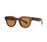RRNTTTM Gafas de sol clásicas polarizadas redondas para hombre con incrustaciones de acrílico en las patillas, gafas de sol de lujo para mujer en la playa (té).