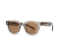 RRNTTTM Gafas de sol clásicas redondas polarizadas para hombre con incrustaciones de acrílico en las patillas, gafas de sol de lujo para mujer, ideales para la playa (color champán claro).