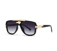 RRNTTTM Gafas de sol de aviador dobles con degradado de lujo retro para mujer, diseño exterior, gafas de sol de moda para hombre, UV400, negro gris, una