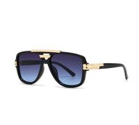 RRNTTTM Gafas de sol de aviador dobles con degradado de lujo retro para mujer, diseño exterior, gafas de sol de moda para hombre, UV400, negro, gris, azul, una