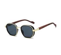RRNTTTM Gafas de sol de aviador para hombre y mujer, estilo vintage, protección UV400, gafas de sol clásicas con textura de madera, color gris dorado.