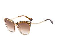 RRNTTTM Gafas de sol de moda estilo ojo de gato para mujer, tonos degradados vintage, montura de gafas de sol de lujo de diseñador, protección UV400, Leopard Tea, una