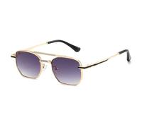 RRNTTTM Gafas de sol de moda para hombre y mujer, montura metálica, doble haz, estilo aviador, protección UV400, color gris degradado.