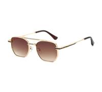 RRNTTTM Gafas de sol de moda para mujer y hombre, montura metálica, doble haz, estilo aviador, protección UV400, color dorado.