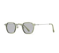 RRNTTTM Gafas de sol de moda popular para hombre, estilo punk, con lentes degradadas transparentes, protección UV400, gafas de sol retro con remaches para mujer (verde gris claro).