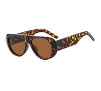 RRNTTTM Gafas de sol de moda populares para mujer, estilo piloto, tonos retro azul verdoso, UV400, gafas de sol de moda para hombre con patas anchas, estampado de leopardo, una