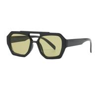 RRNTTTM Gafas de sol de mujer con diseño de doble puente, diseño sencillo y moderno con estampado de leopardo, gafas de sol de calidad para exteriores, color negro y amarillo.